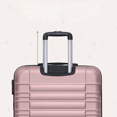 Sert Kasa Şifreli Tekerlekli Bavul Valiz Metalik Pembe 75x50 Cm Büyük Boy