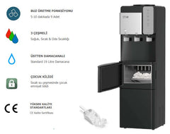 Star 2'si 1 Arada Su Sebili ve Buz Yapıcı Siyah Gri