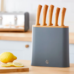 Swan 5 Parça Standlı Bıçak Seti Gri