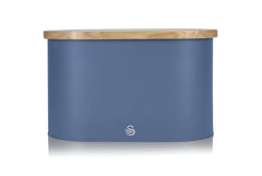 Swan Nordic Oval Ekmek Kutusu Ve Ekmek Kesme Tahta Kapağı Ladin Mavisi