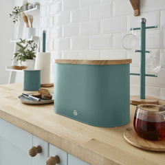 Swan Nordic Oval Ekmek Kutusu Ve Ekmek Kesme Tahta Kapağı Çam Yeşili