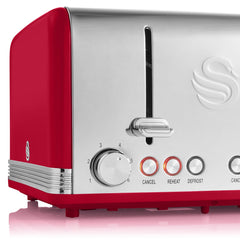 Swan Retro 4 Dilimli Ekmek Kızartma Makinesi Kırmızı