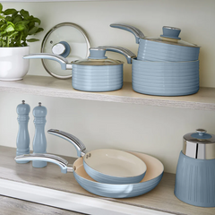 Swan Retro 5 Parça Tencere Tava Seti Mavi