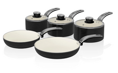Swan Retro 5 Parça Tencere Tava Seti Siyah