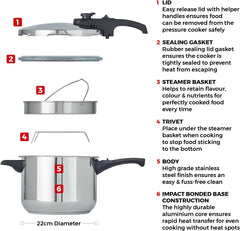 Tower Pressure 6 Lt Paslanmaz Çelik Düdüklü Tencere