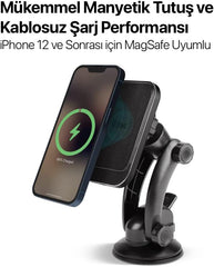 Ttec AirCharger Drive M MagSafe Kablosuz Şarj Özellikli Araç İçi Telefon Tutucu