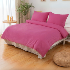 Mikro Saten Lastikli Çift Kişilik Nevresim Takımı Pembe
