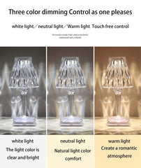 USB Şarjlı Dokunmatik Renk Değişen Kristal Masa Lambası