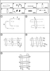 Üç Katlı Tekerlekli 36x56x80 Cm Mutfak Organizer Siyah
