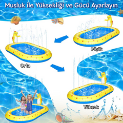 Fıskiyeli Şişme Dinozorlu Çocuk Oyun Havuzu Sarı