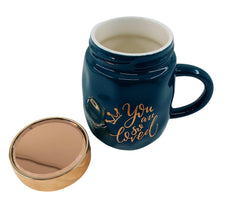 Üst Kapağı Aynalı Şık Mug Kupa 350-450 ml Koyu Yeşil