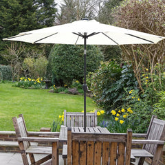 El Kranklı Eğilebilir 2.7 m Bahçe Kamp Dış Mekan Şemsiye Krem