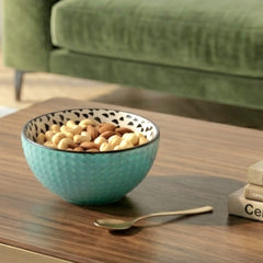 İçi Siyah Puantiyeli Çorba Çerez Kasesi Yeşil 15 cm