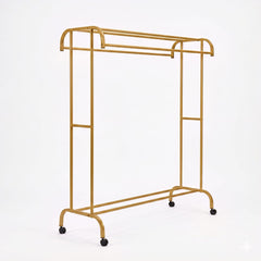 160x150 Cm Metal Tekerlekli Kıyafet Askısı Altın Rengi