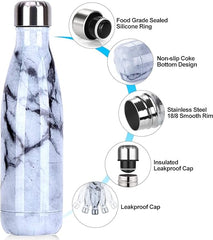 Yalıtımlı Çift Duvar Paslanmaz Çelik Termos Matara 500 ml Beyaz Gri