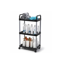 3 Katlı Tekerlekli Banyo Ev Çok Amaçlı Raf Siyah