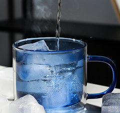 Borosilkat Cam 250 ML Çift Çidarlı Kahve Bardağı Mavi