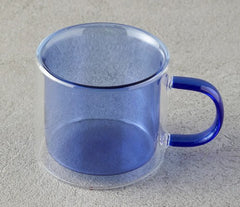 Borosilkat Cam 250 ML Çift Çidarlı Kahve Bardağı Mavi