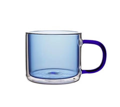 Borosilkat Cam 250 ML Çift Çidarlı Kahve Bardağı Mavi