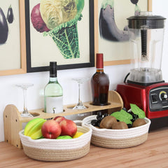 Dekoratif Halat Örgü 3 Boy Çok Amaçlı Organizer Sepet