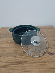 Seramik Cam Kapaklı 20x16x8 Cm Tencere Saklama Kabı Yeşil S3064Y
