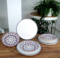 4 kişilik 8 Parça Kırmızı Yusufcuk Desenli Yemek Takımı