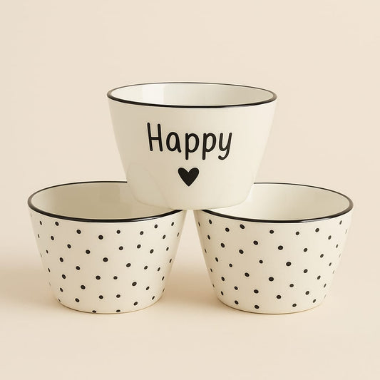 3'lü Happy Kalp Desenli 400 ML Kase