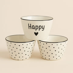 3'lü Happy Kalp Desenli 400 ML Kase