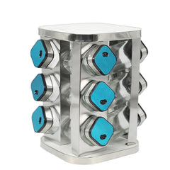 Dönebilen Çelik Stantlı Tezgah Üstü 12 Adet Baharat Seti