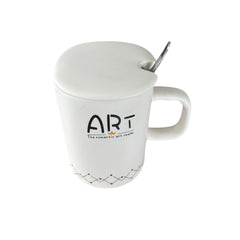 Ximivogue 500ml Nokta Desenli Çizgili Kapaklı Seramik Bardak