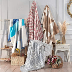 Dreamy Tek Kişilik 160x200 Cm Pamuklu Battaniye Pembe Krem