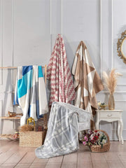 Dreamy Çift Kişilik 180x220 Cm Pamuklu Battaniye Pembe Krem