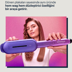 Grundig Botanika Twist Saç Düzleştirici ve Wag Maşası Pembe-Mor
