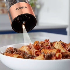 Tower Elektrikli Paslanmaz Çelik Tuz ve Karabiber Değirmeni Beyaz Altın