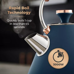 Tower Cavaletto 1.7 Lt Hızlı Kaynatma Su Isıtıcısı Kettle Siyah Gece Mavisi