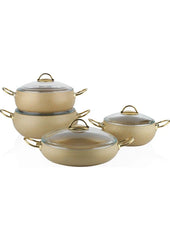 Schafer New Jupiter 8 Parça Yanmaz Yapışmaz Tencere Seti Krem
