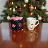 Yeni Yıl Özel Kutusunda Yılbaşı Geyik Desenli 8.3x10.2 Cm Kupa Mug