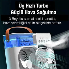 Işıklı Buharlı Masa Üstü Hava Nemlendirici Fan Vantilatör