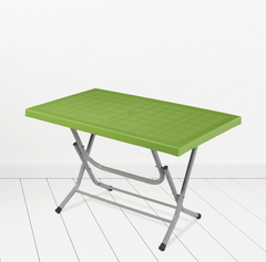 Heniver Rattan 70x120 Cm Metal Ayaklı Katlanır Masa Yeşil