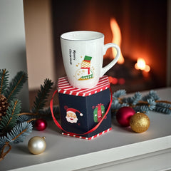 Yeni Yıl Özel Kutusunda Yılbaşı Kardan Adam Desenli Kupa Mug 8.3x10.2 Cm