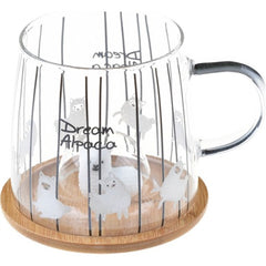 2 Adet Bambu Kapaklı Borosilkat Cam Mug Kupa