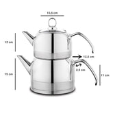 Schafer Ada Metal Büyük Boy Çaydanlık Takımı Inox