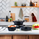 Schafer Black Mirror 7 Parça Döküm Tencere Seti Siyah