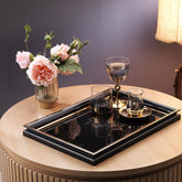 Schafer Bolero 33x49 Cm Çiçek Desenli Tepsi Gold Siyah