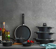 Schafer Dark Storm 12 Parça Tencere Seti Siyah