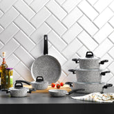 Schafer Dark Storm 12 Parça Tencere Seti Gri