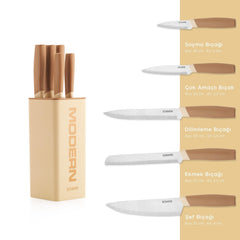 Schafer Forge 6 Parça Bloklu Bıçak Seti Krem