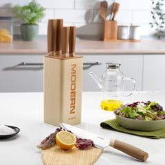 Schafer Forge 6 Parça Bloklu Bıçak Seti Krem