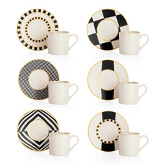 Schafer Fun 6 Kişilik 12 Parça Kahve Fincan Takımı Siyah