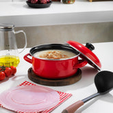 Schafer Komfort Pişir Sakla 18 Cm Emaye Tencere Kırmızı